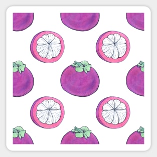 Watercolor pattern with exotic fruit, mangosteen Sticker